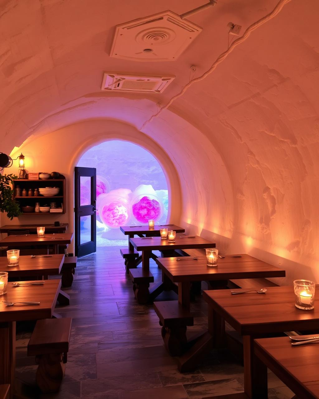 Gemütlicher Innenraum des Eiscafés mit Sitzbereich